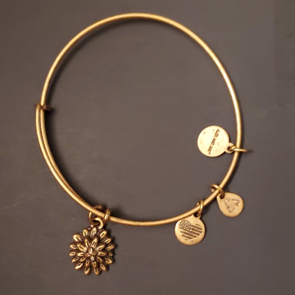 Alex and Ani Gold Flower Bangle